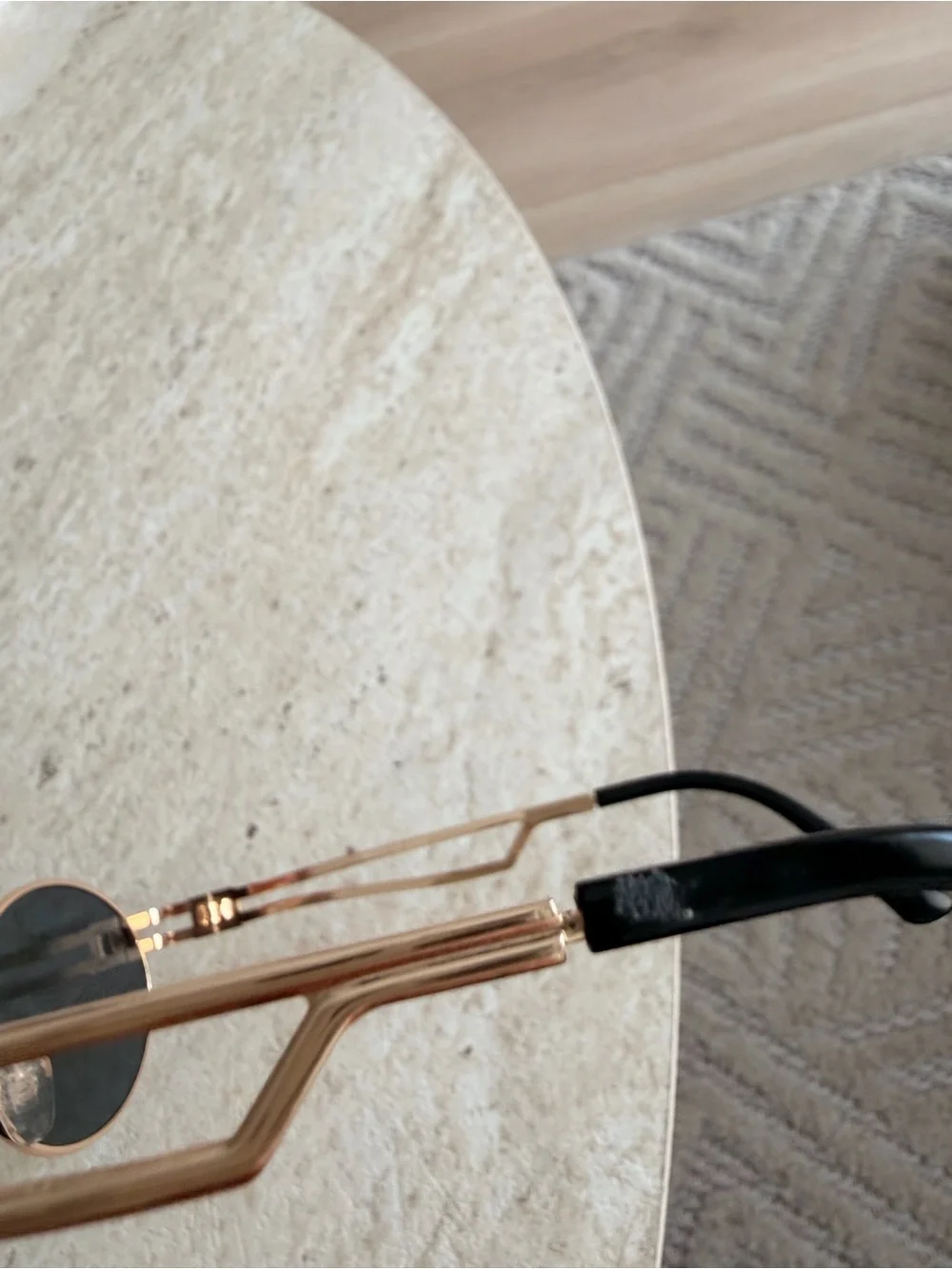 GUC Gold Frame Black Lens Oval Sunglasses